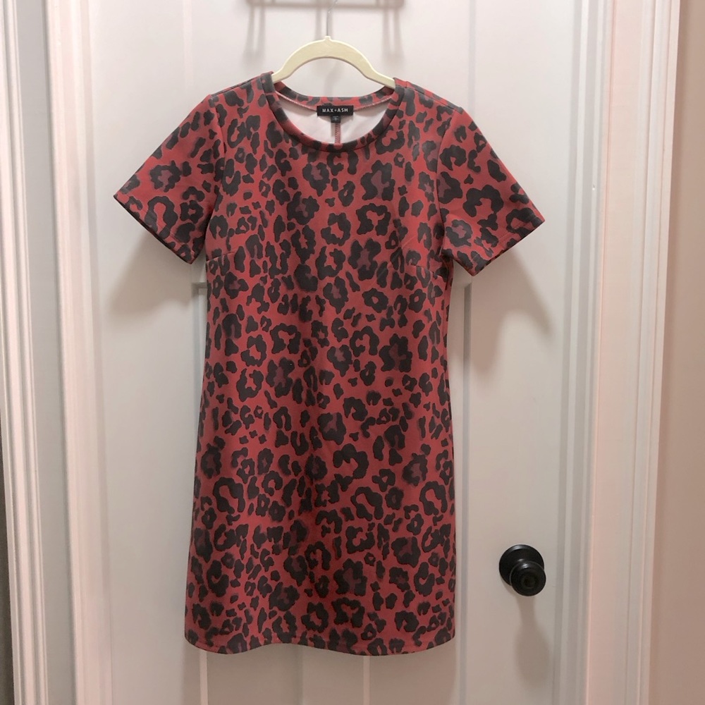 Faux Suede Animal Print Dress